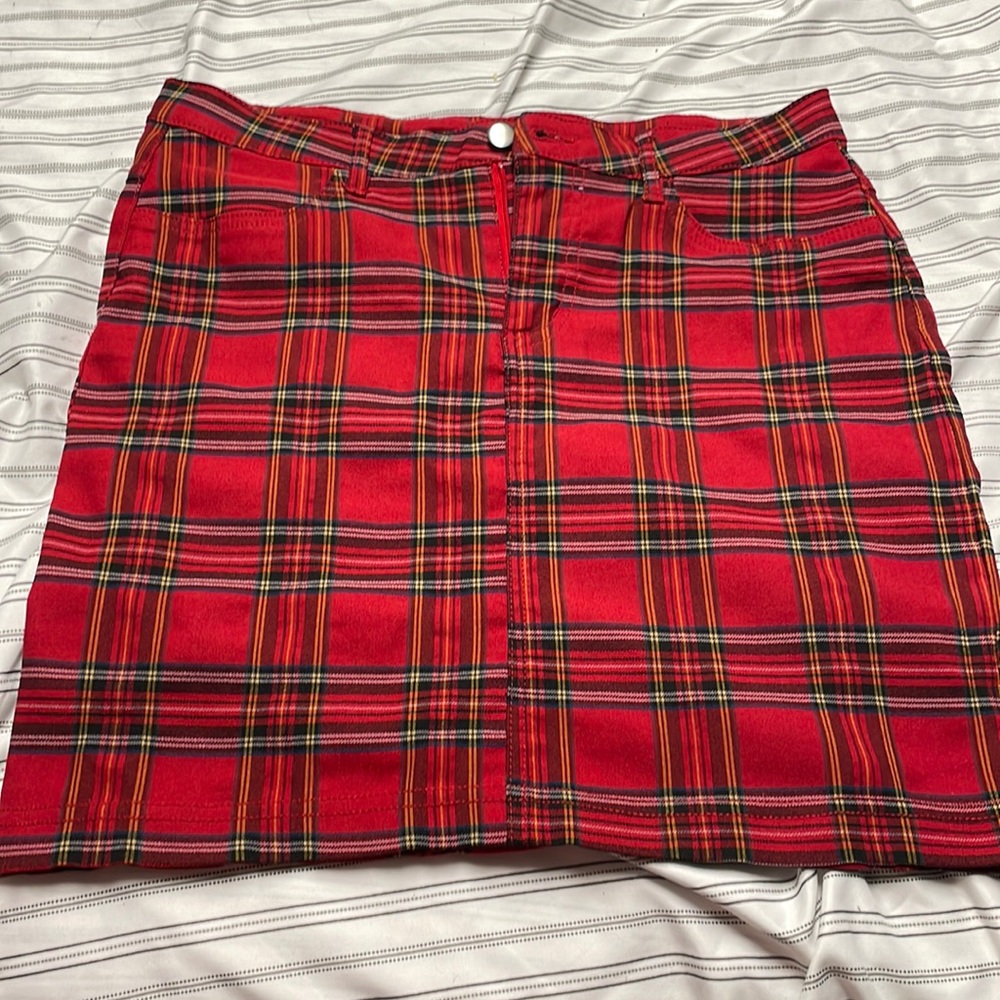 Urban Heritage Skirt Red‎ Plaid Pencil Size L